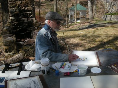 David painting at Sparkling Springs, Virginia
