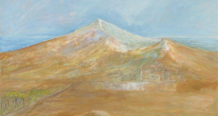 Painting of a mountain as seen from the Camino de Santiago in Spain