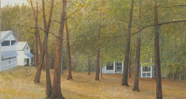 Painting of cabins at Sparkling Springs, Virginia
